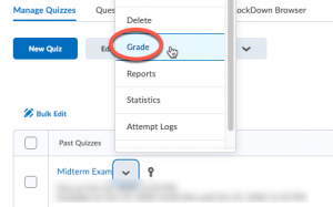 context menu to select grade