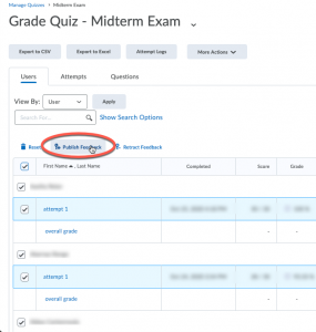 circled link for publish feedback