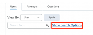 Selecting Show Search Options