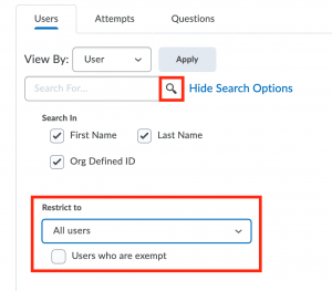 Additional Search Settings Page