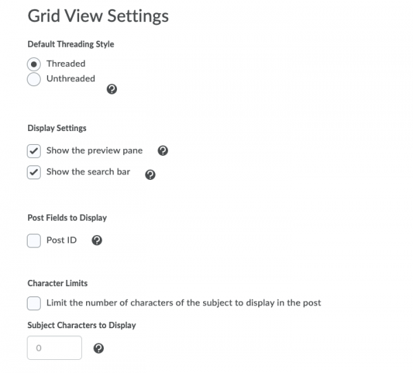 Grid Settings