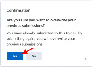 Clicking yes on Confirmation pop-up webpage