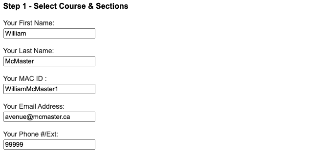 Course Request Information