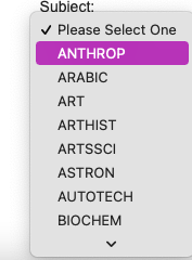 Selecting the Subject of the Course