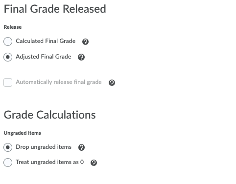 Final Grade Released Settings