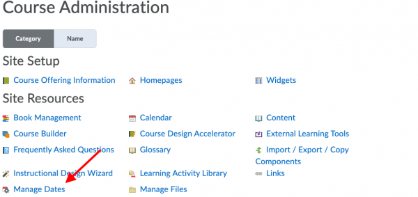 Clicking Manage Dates