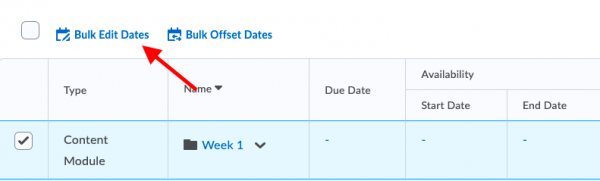 Clicking Bulk Edit Dates