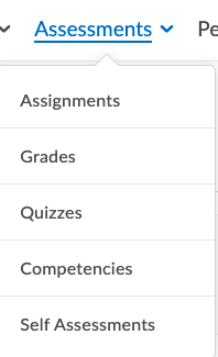 Assessments Drop Down Menu