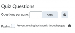 Quiz questions per page. Paging.