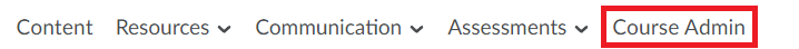 click Course Admin from the navbar