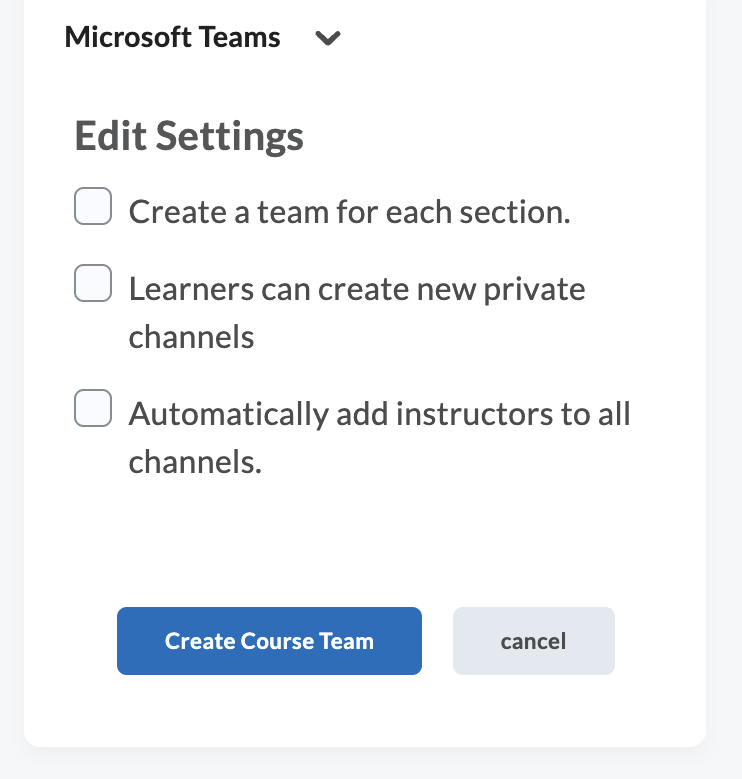 Widget for the Microsoft Teams Course Connector