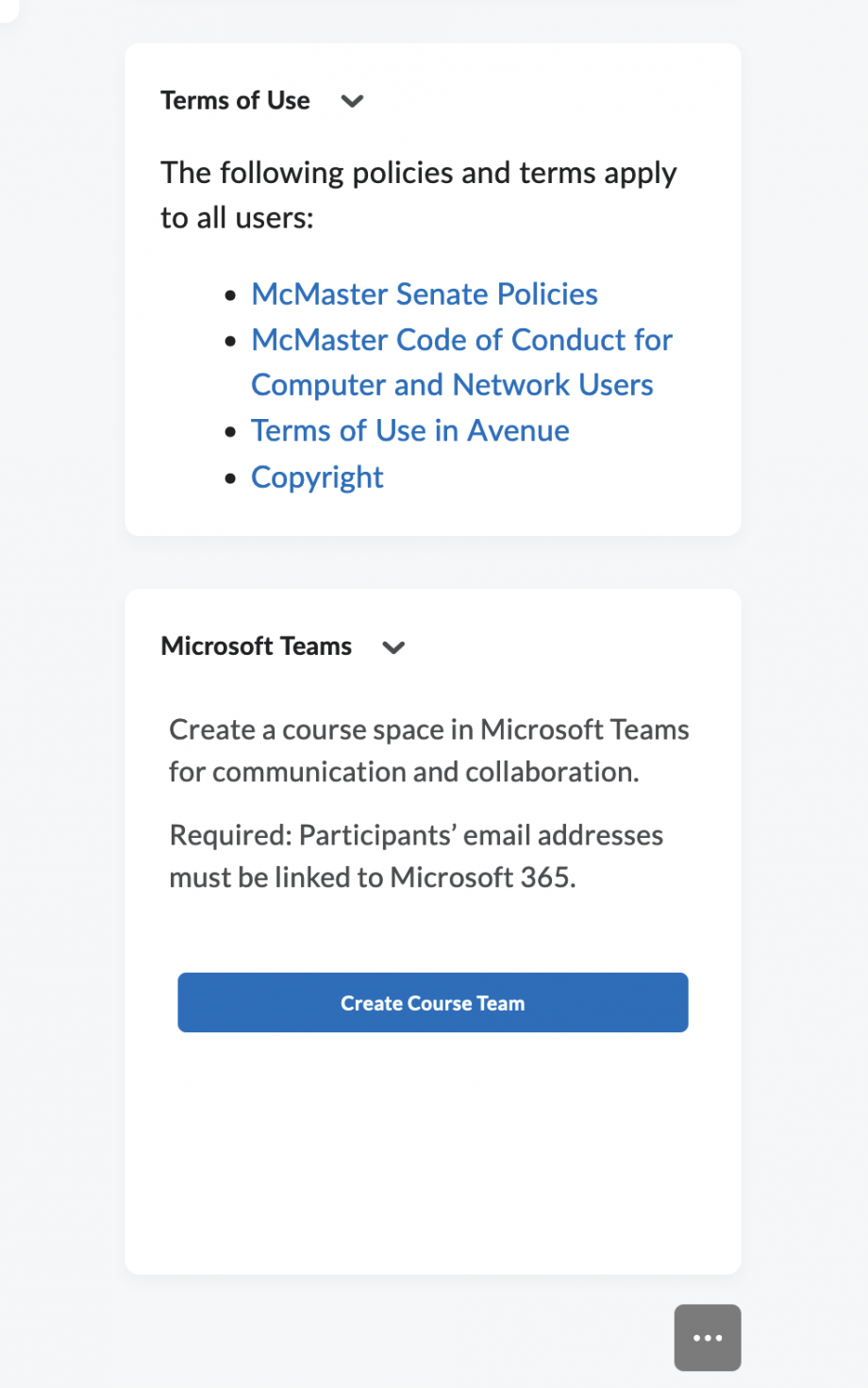 screenshot of Microsoft Teams widget