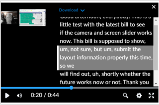 Media Player in the Transcript View mode