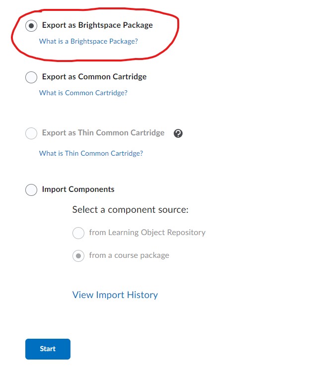 Export as a brightspace package